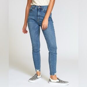 RVCA Jeans Womens Skinny Blue High Rise Denim Frayed Distressed Ankle Size 27